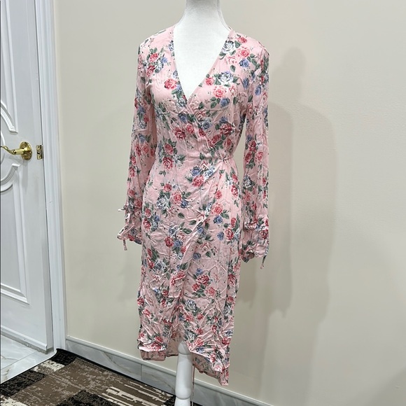 Floral Pink Wrap Dress - Picture 1 of 4